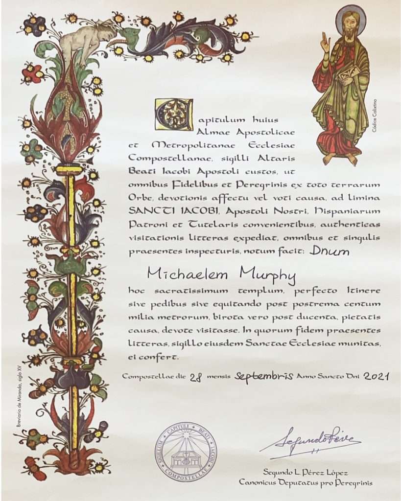 Compostela certificate