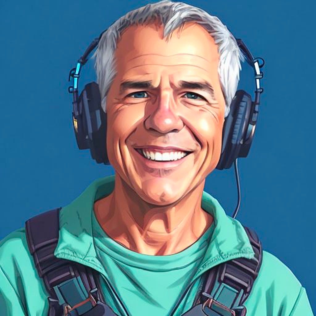 Mike Murphy wearing headphones for his Domestika course