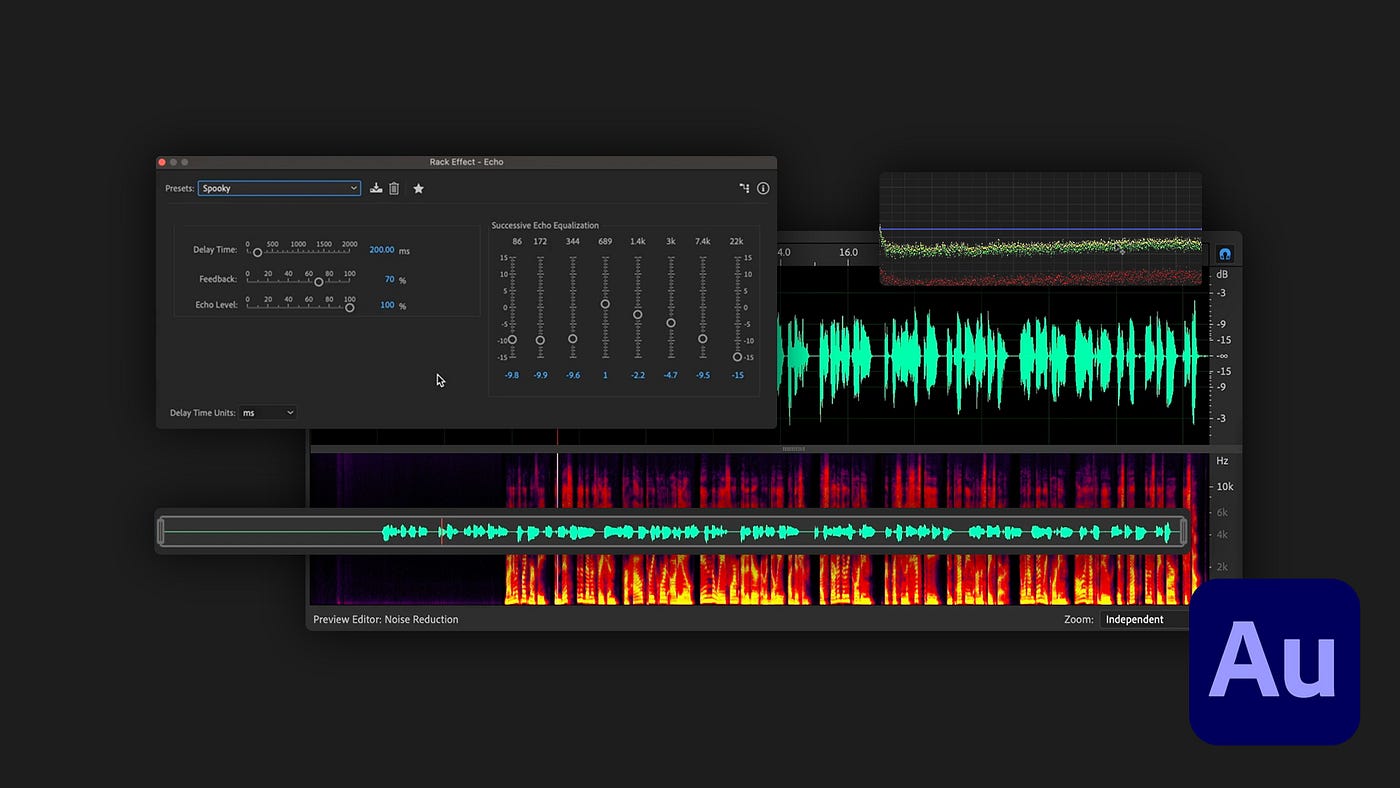 Editing an audio waveform in Adobe Audition